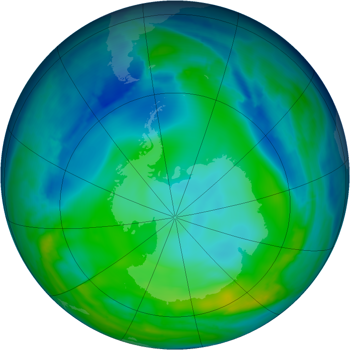 Antarctic ozone map for 28 May 2008